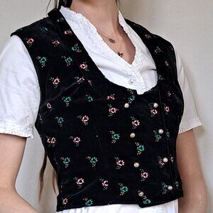 Vintage velvet floral Trachten vest